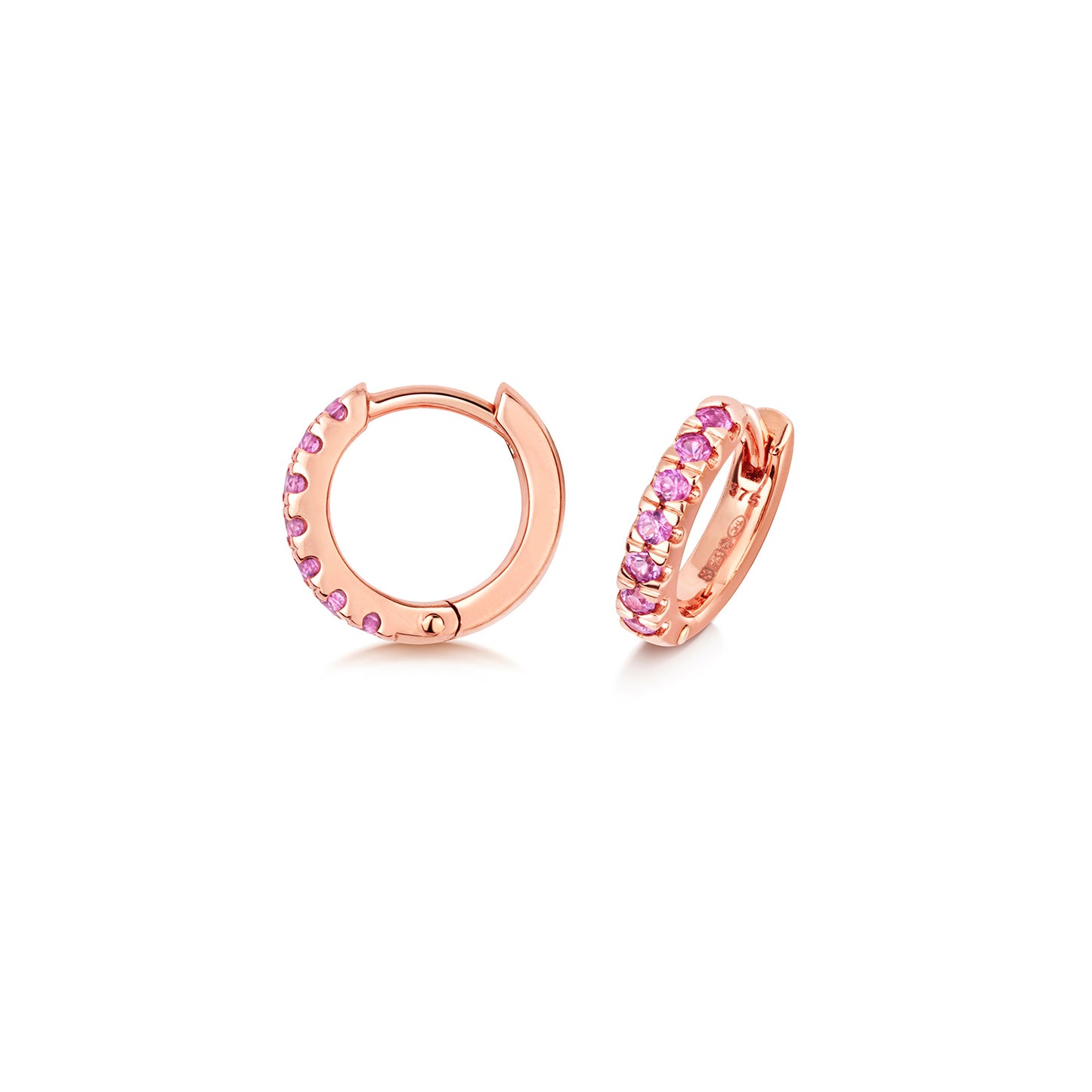Pink Sapphire & 9ct Rose Gold Huggie Hoop