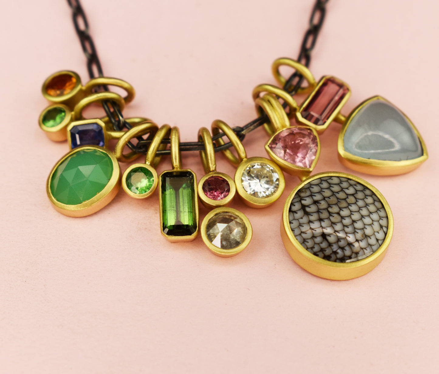 18ct Gold Set Orange Tourmaline Pendant