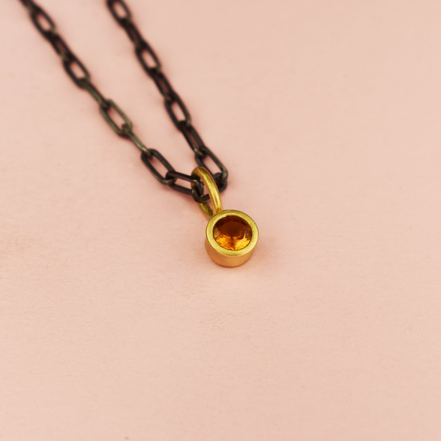 18ct Gold Set Orange Tourmaline Pendant