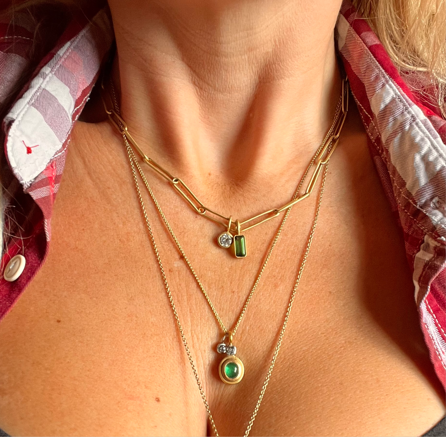 18ct Gold Set Green Tourmaline Pendant
