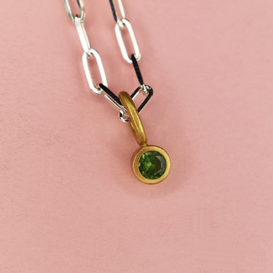 18ct Gold Set Green Tourmaline Pendant
