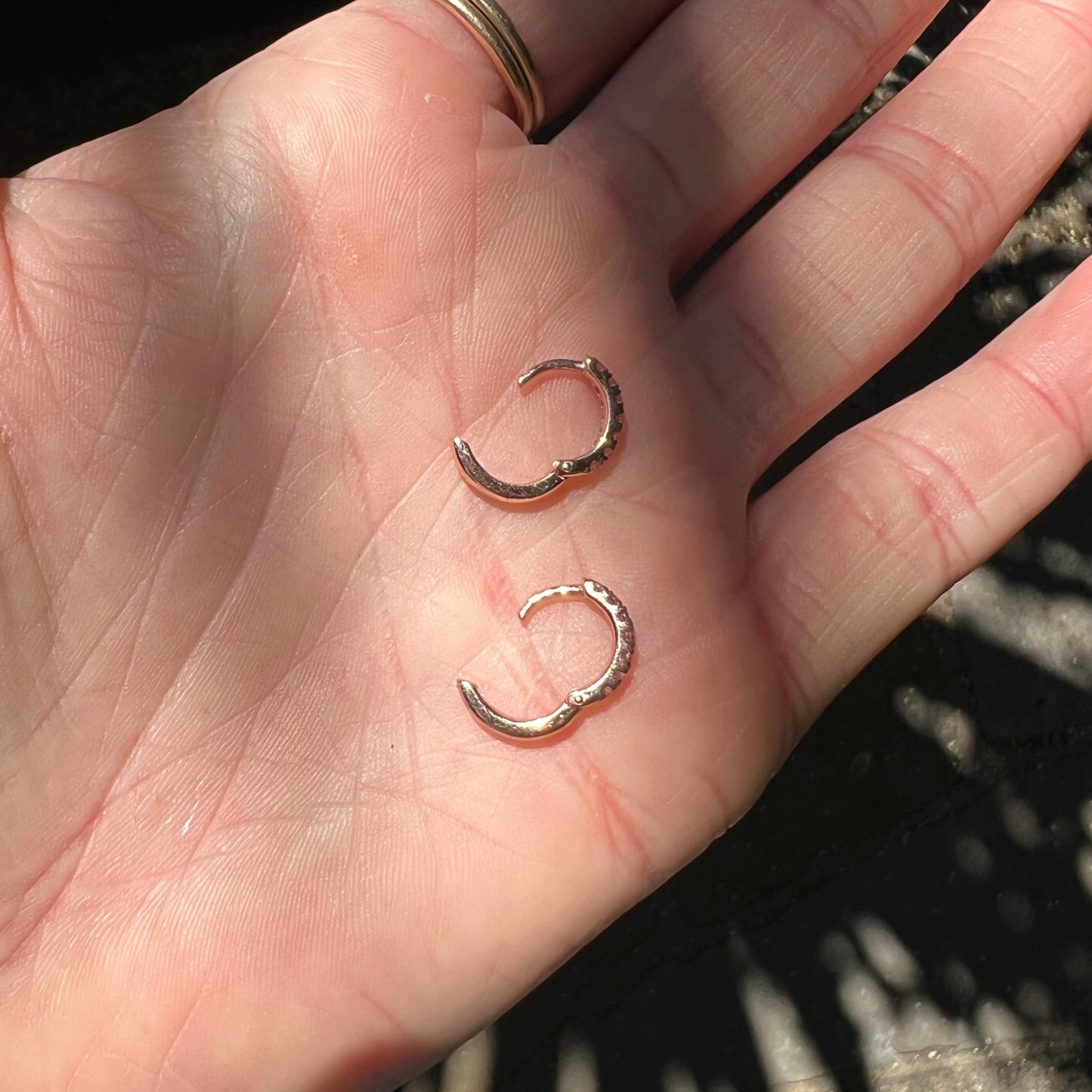 Pink Sapphire & 9ct Rose Gold Huggie Hoop