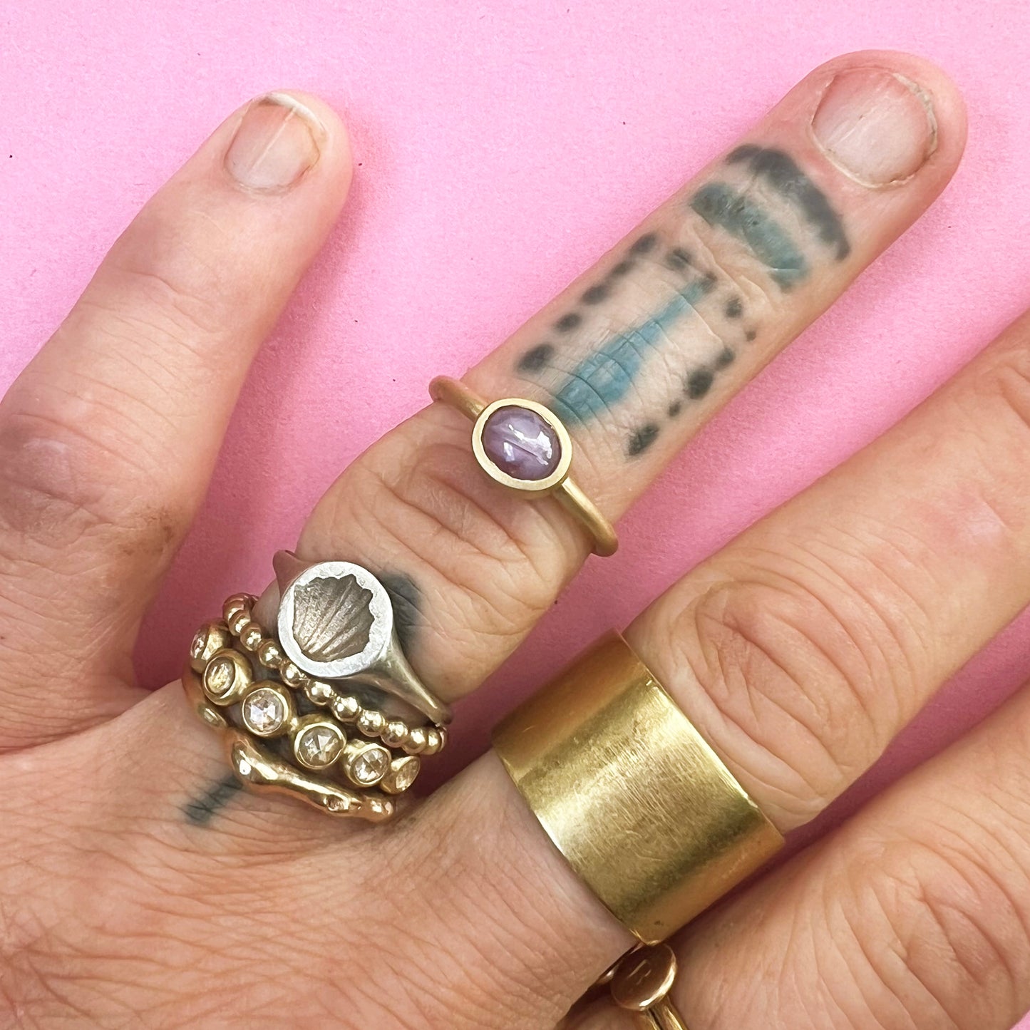 Pink Star Sapphire 18ct Gold Ring