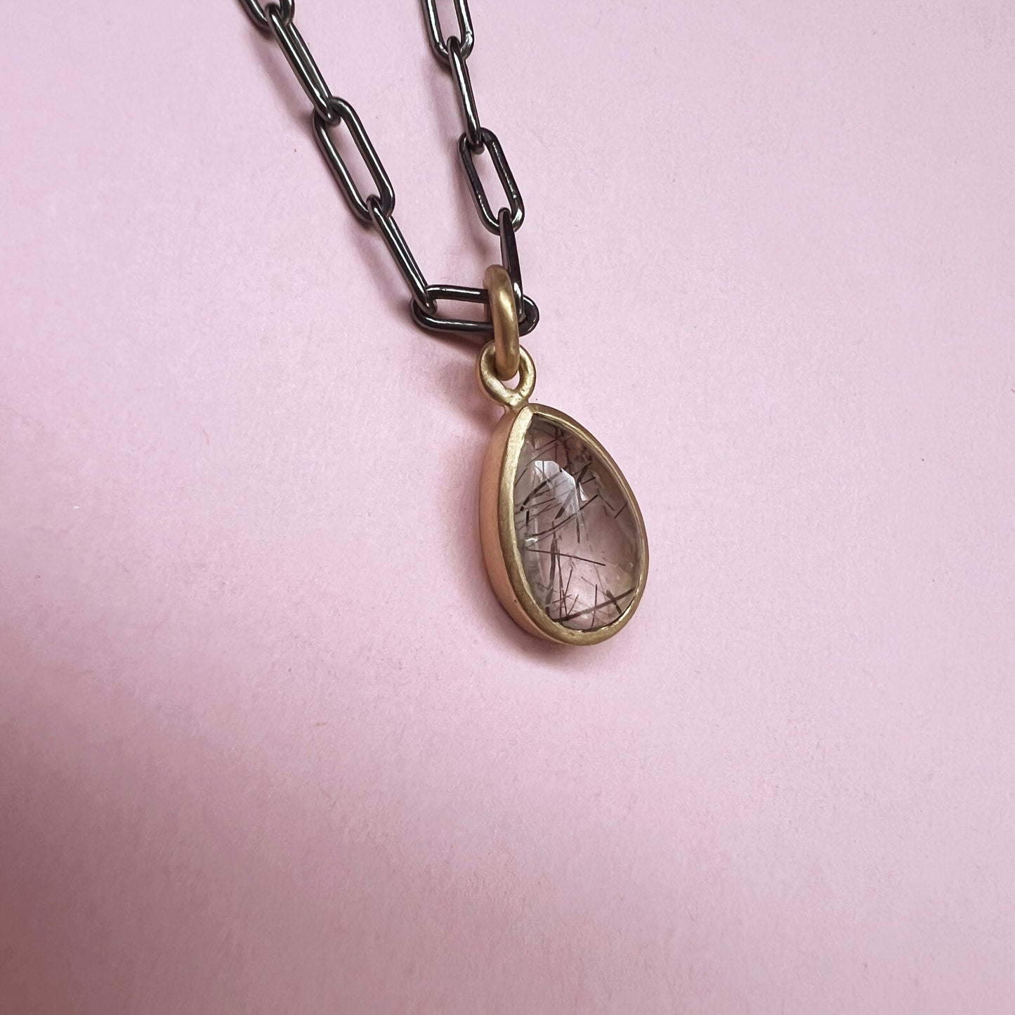 18ct Gold Set Tourmalated Quartz Necklace