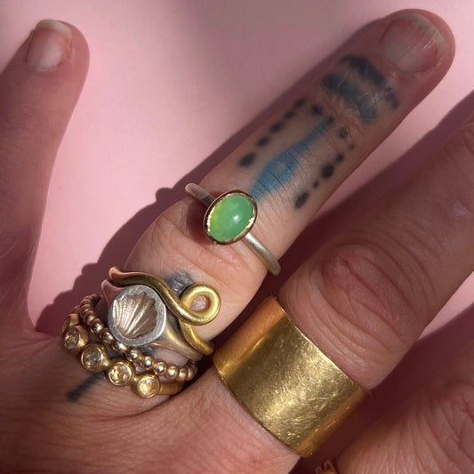 18ct Gold Set Chrysoprase Ring