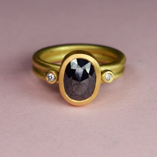 22ct & 18ct Gold 2.04ct Black Diamond Ring