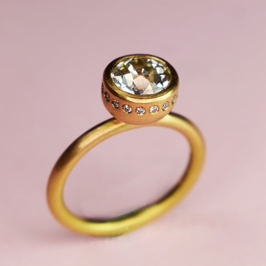 22ct Gold 1.6ctw Old Cut GIA Certificated Diamond Ring