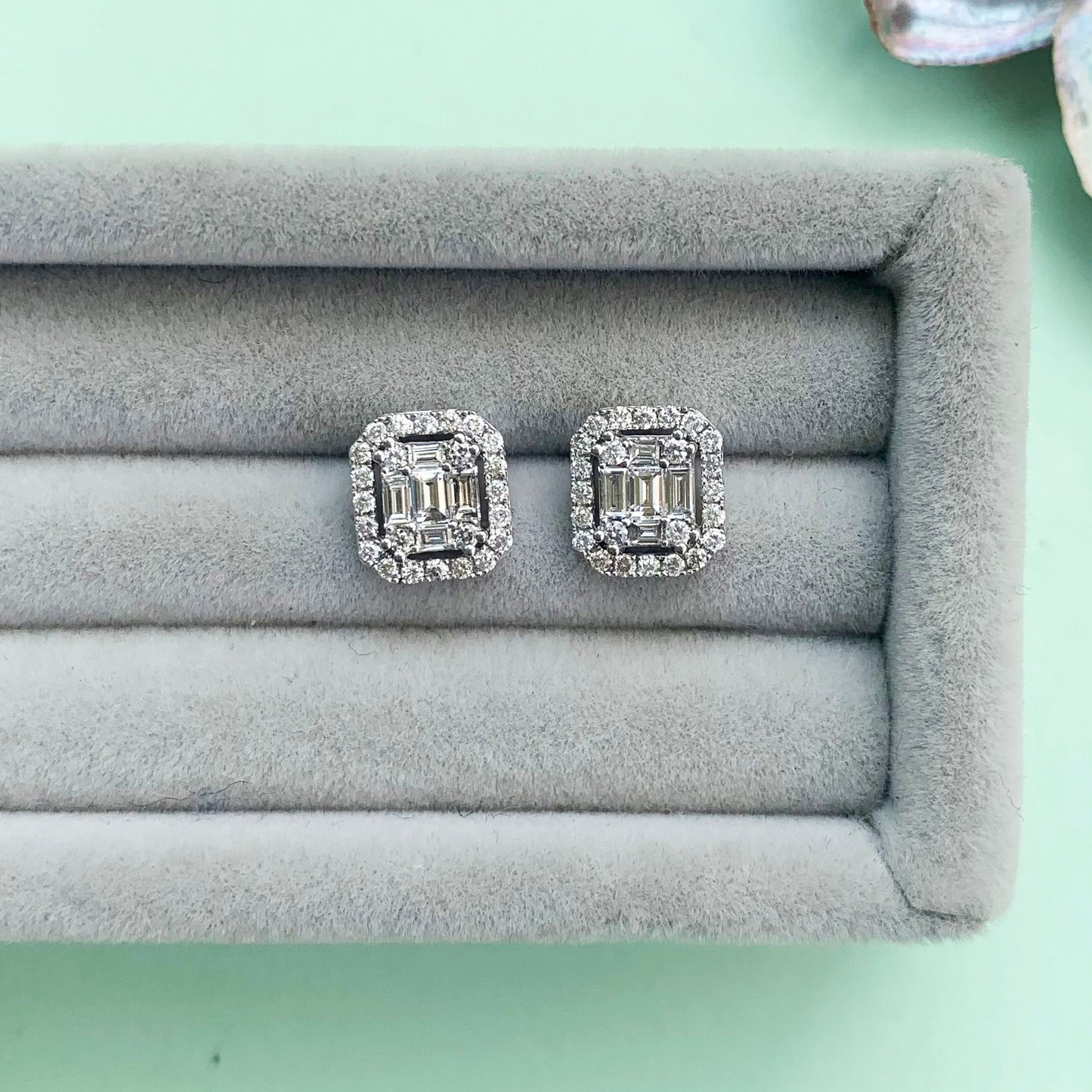 Diamond Cluster 18ct White Gold Earrings