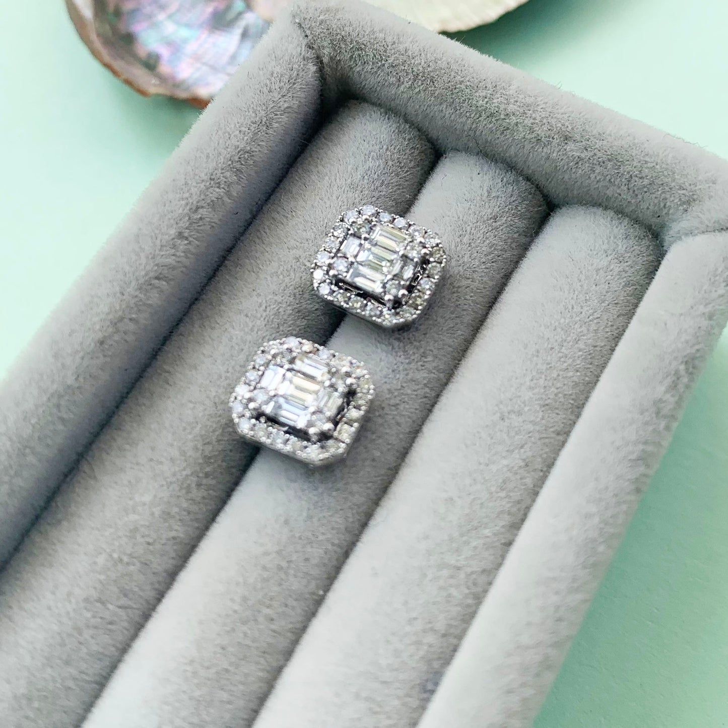Diamond Cluster 18ct White Gold Earrings