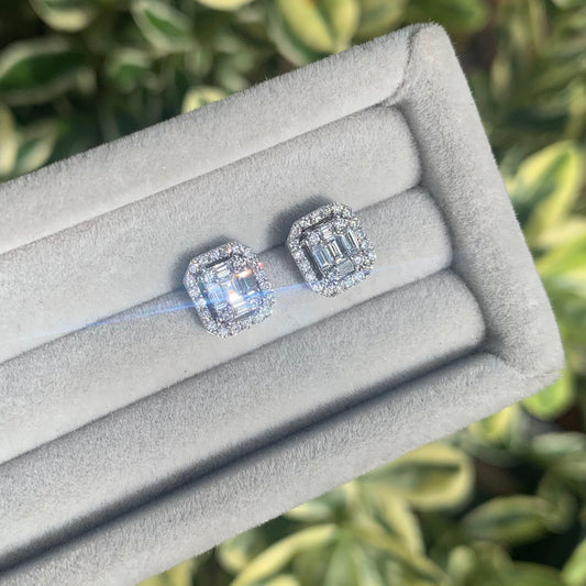 Diamond Cluster 18ct White Gold Earrings