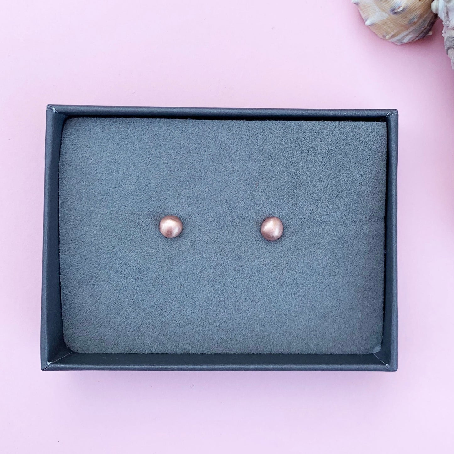 9ct rose gold, rose gold earring, rose gold pebble studs, 9ct rose gold studs, simple studs, matt finish, rose gold matt earrings, rose gold pebble stud earrings, pebble earrings with matt finish
