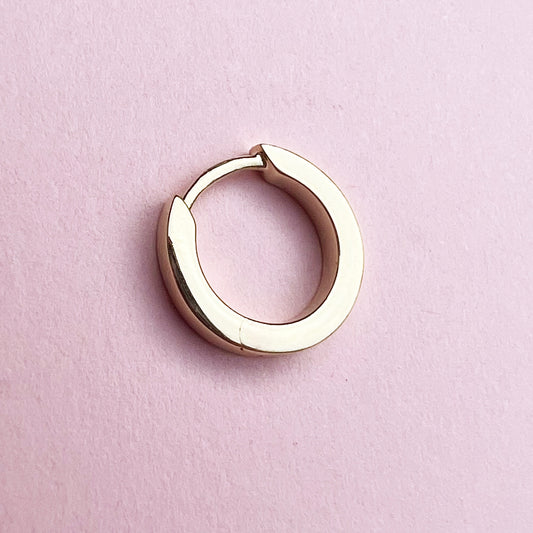 9ct gold square huggie hoop, gold huggie hoop, 9ct gold earring, 9ct gold, square earring, handmade jewellery, single gold huggie, single gold earring