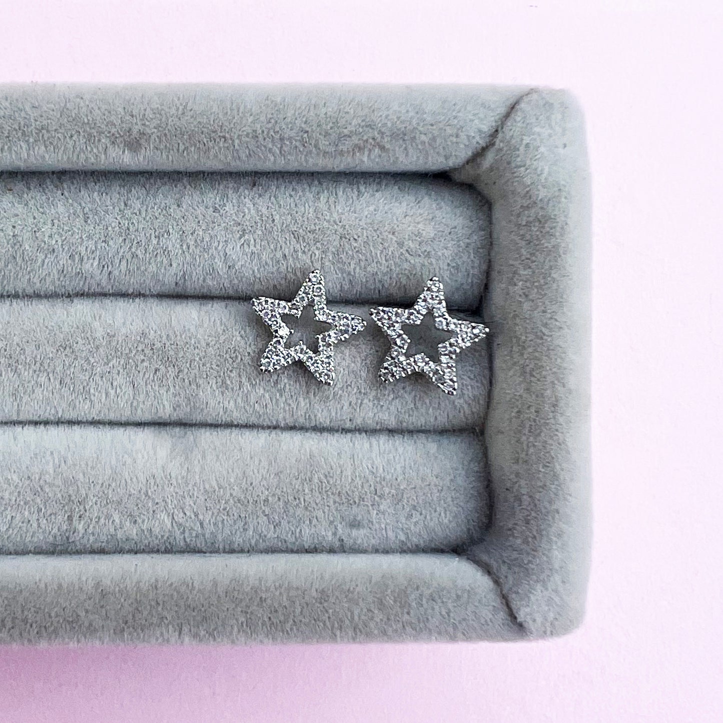 Delicate 9ct White Gold Diamond Star studs