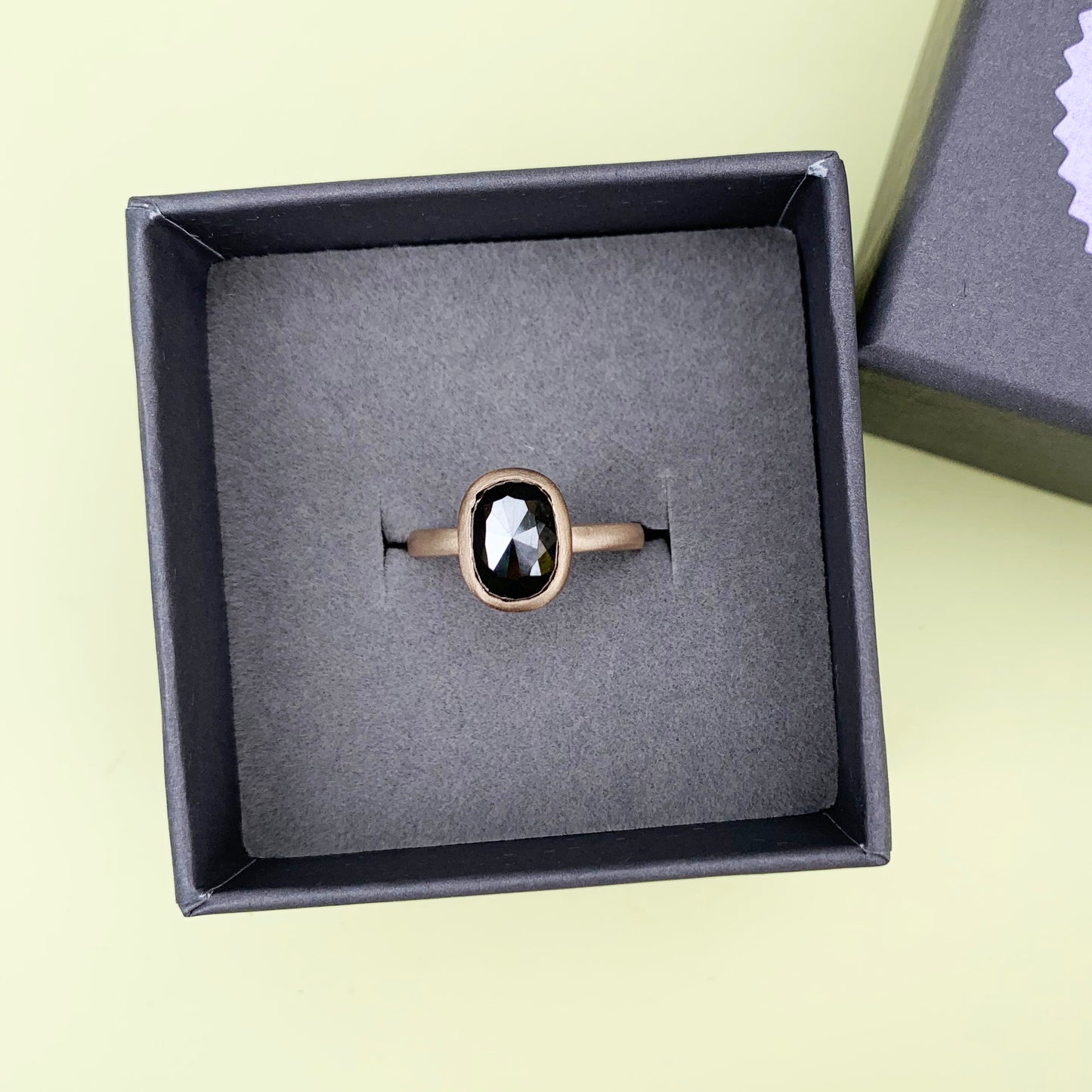 oval black diamond rose cut ring, 9ct yellow gold diamond ring, 9ct yellow gold black diamond ring, black diamond rose cut gold ring, diamond ring, 9ct gold ring, 9ct yellow gold