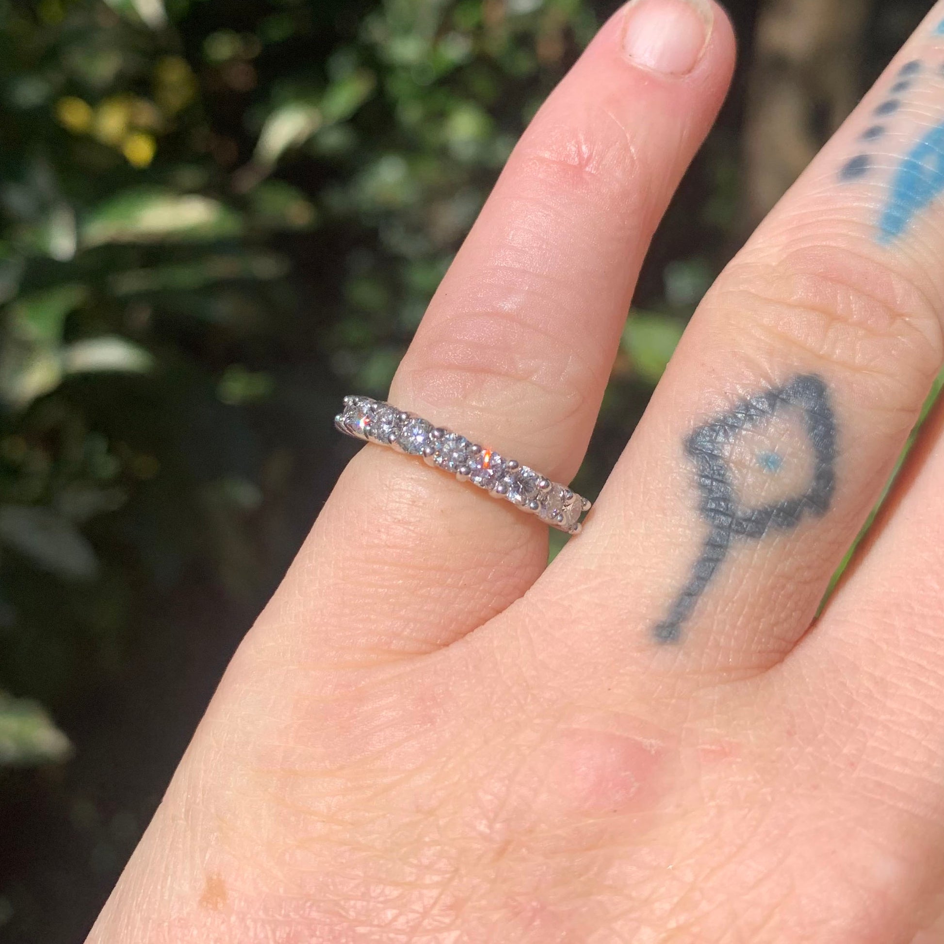 1.00 carats, 18ct white gold ring, eternity ring, 18ct white gold, 1.00 diamond carats, diamond ring, white gold and diamond, half cut, half cut diamond ring