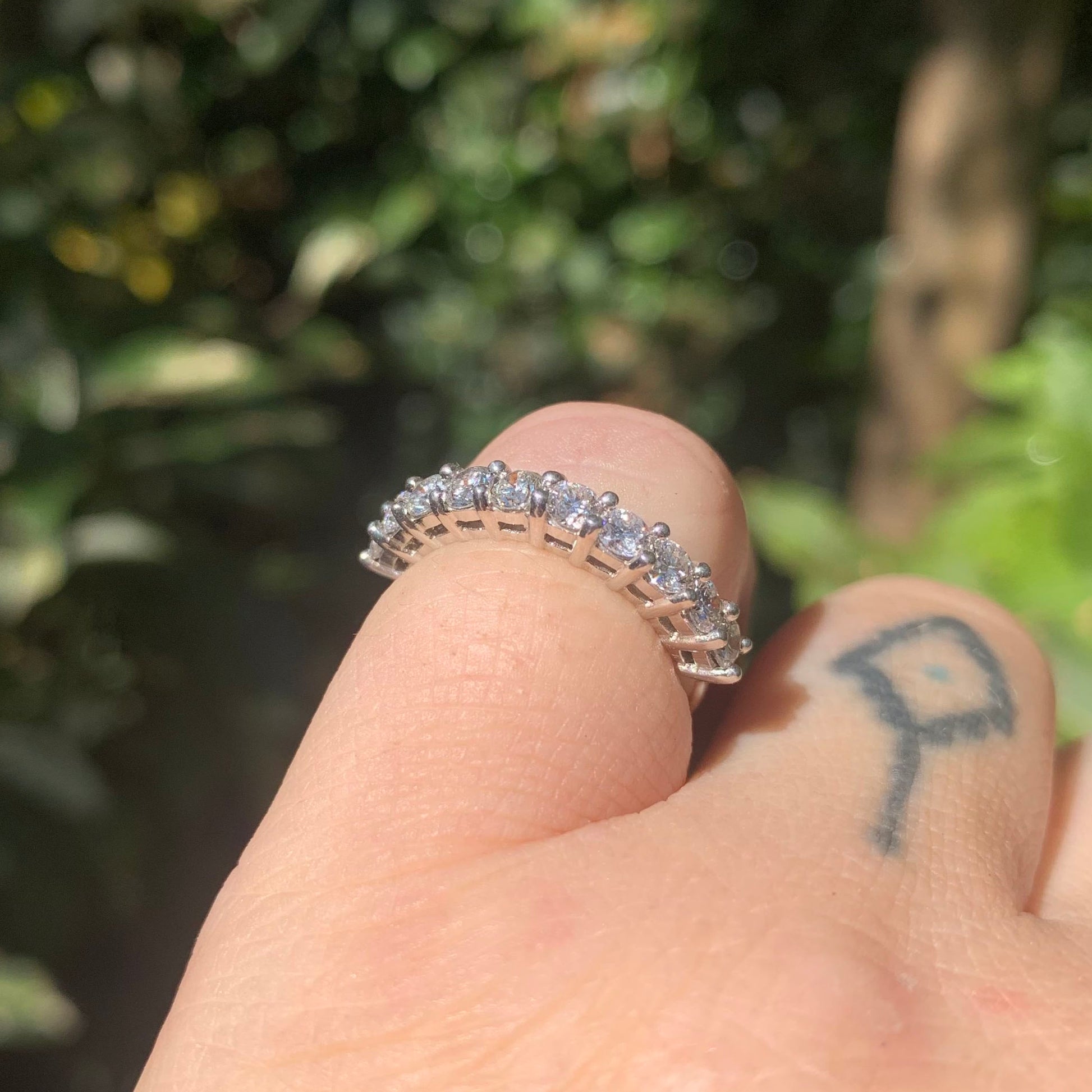 1.00 carats, 18ct white gold ring, eternity ring, 18ct white gold, 1.00 diamond carats, diamond ring, white gold and diamond, half cut, half cut diamond ring