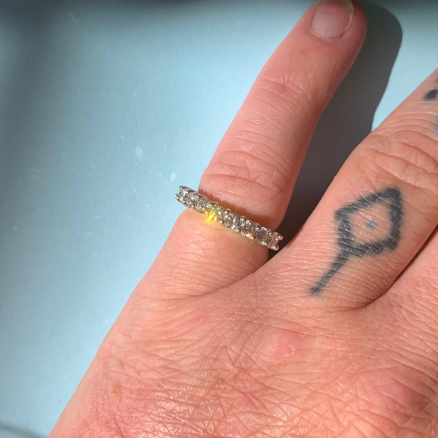 1.00 carats, 18ct white gold ring, eternity ring, 18ct white gold, 1.00 diamond carats, diamond ring, white gold and diamond, half cut, half cut diamond ring
