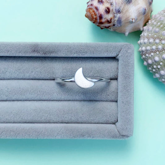 Crescent Moon Silver ring, sterling silver moon ring, crescent ring, silver ring, matt silver moon ring, polished silver moon ring