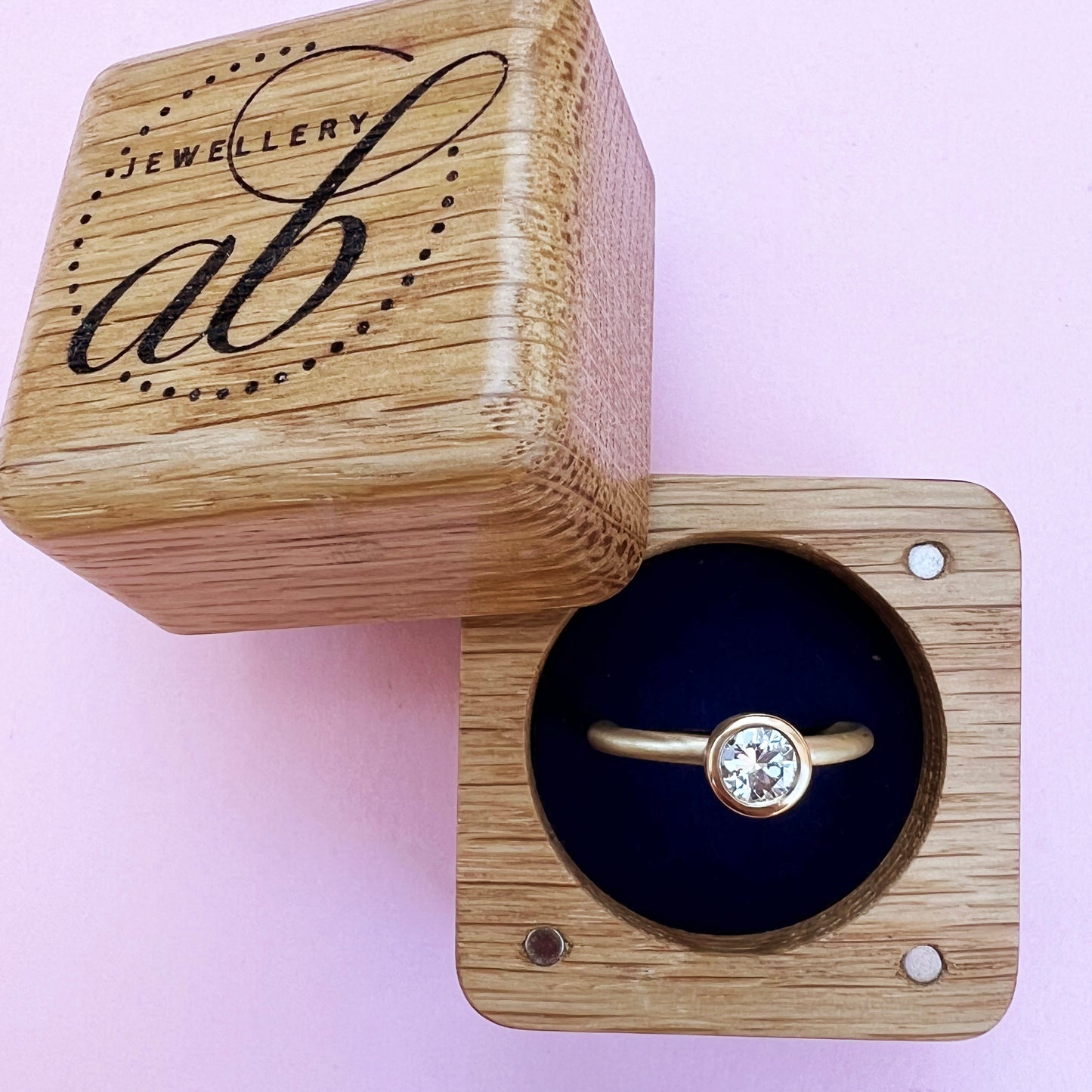 diamond ring, 0.5ct diamond, 22ct gold diamond ring, wooden ring holder box, gold ring, 22ct gold, delicate diamond ring, precious stones