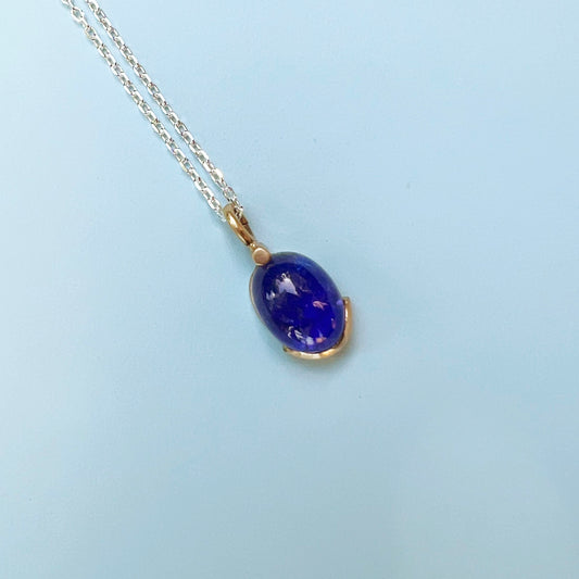 unique jewellery, handmade jewellery, 18ct gold & tanzanite necklace, 18ct gold necklace, sterling silver chain, tanzanite pendant, tanzanite necklace, gemstone necklace