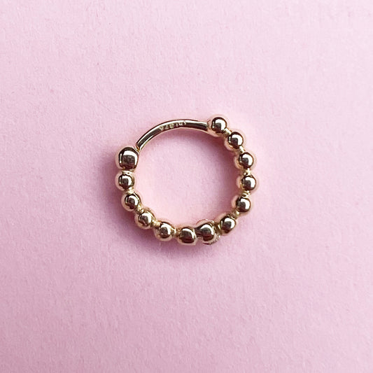9ct gold bobble huggie hoop, gold huggie hoop, 9ct gold earring, 9ct gold, bobble earring, handmade jewellery, single gold huggie, single gold earring